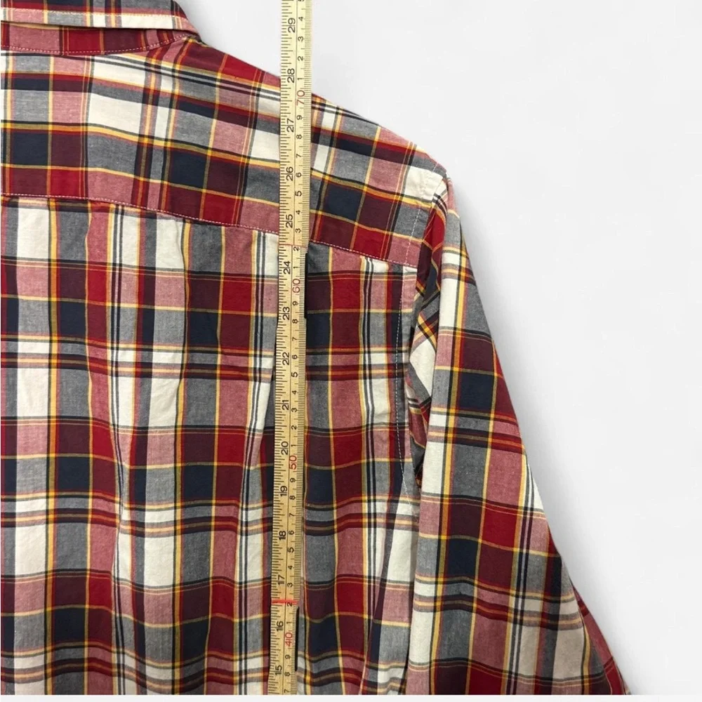 J. Crew Men’s S Red Blue White Plaid Long Sleeve Button Down Shirt Preppy Office